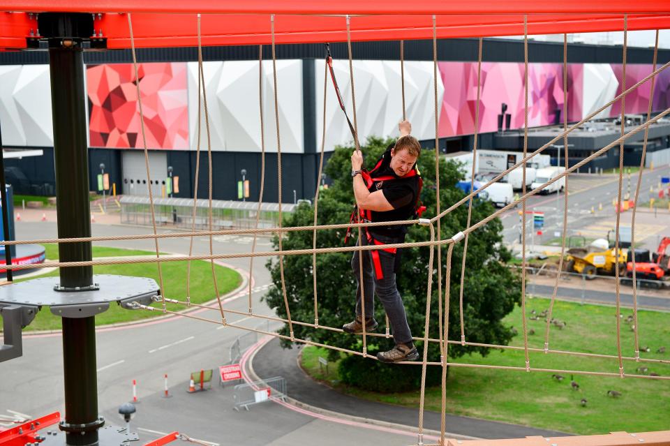  The ropes can be seen dangling above the concrete at Birmingham's NEC