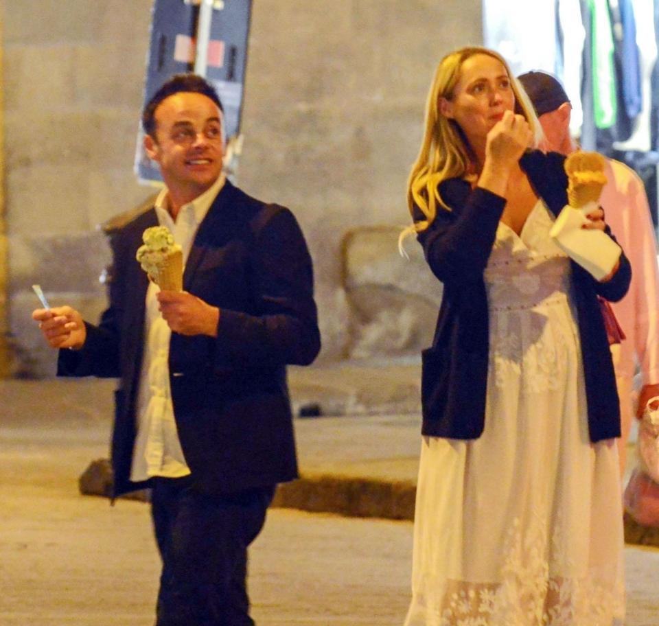  Ant McPartlin smiled while eating ice cream on a late night walk with girlfriend Anne-Marie Corbett in Florence