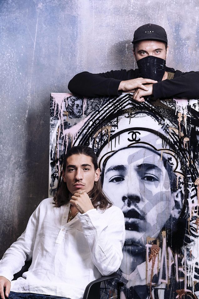  Arsenal and Spain defender Hector Bellerin is shown in front of Augsburg Cathedral's window arches - with a halo above his head