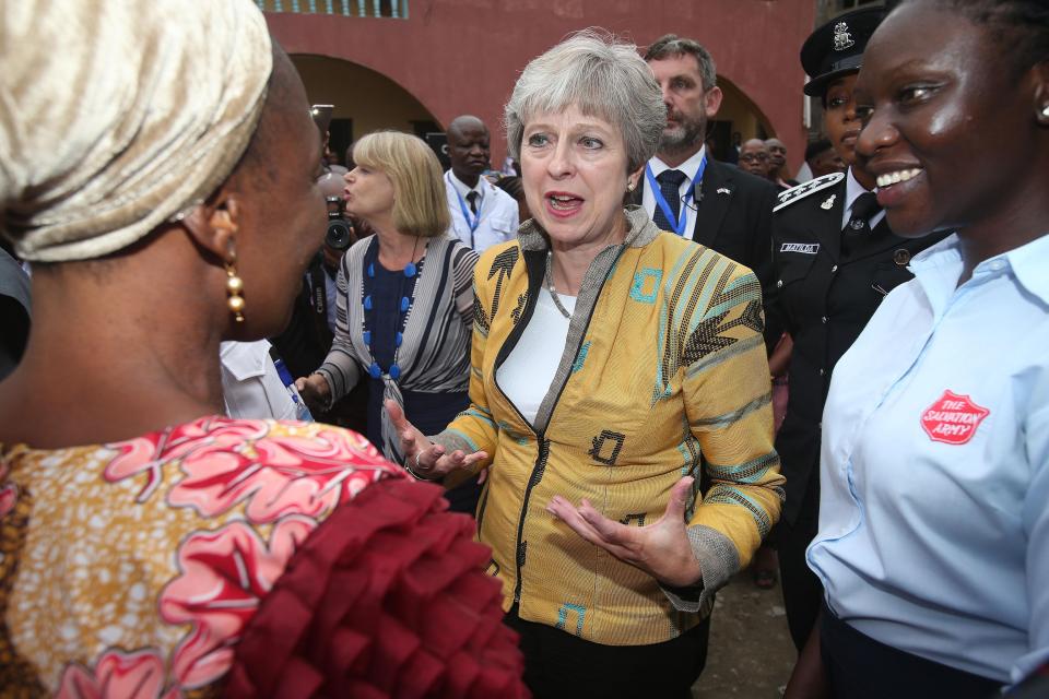  Theresa May met victims of sex trafficking at a Salvation Army shelter in Lagos this week