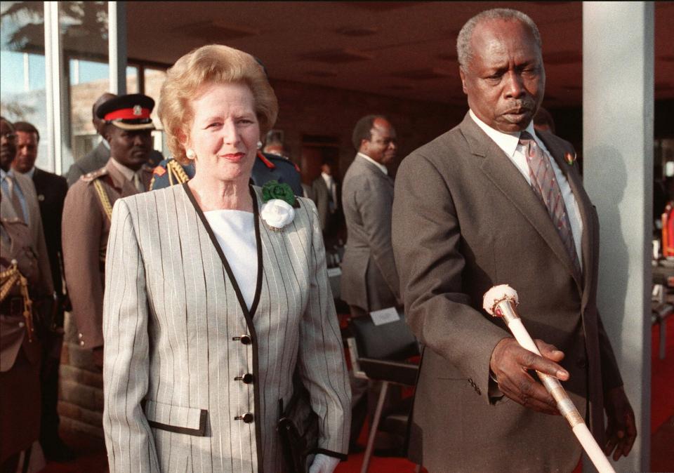  Margaret Thatcher was the last UK PM to visit the African nation in 1988 - pictured here with the then-Kenyan President Daniel Arap Moi