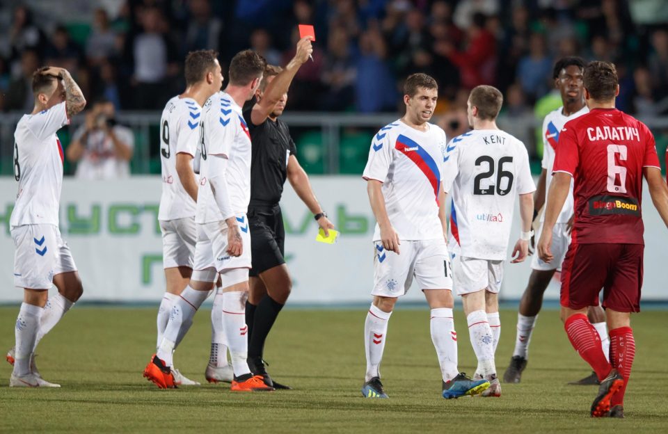 Rangers go down to nine midway through the second half as Jon Flanagan is sent off