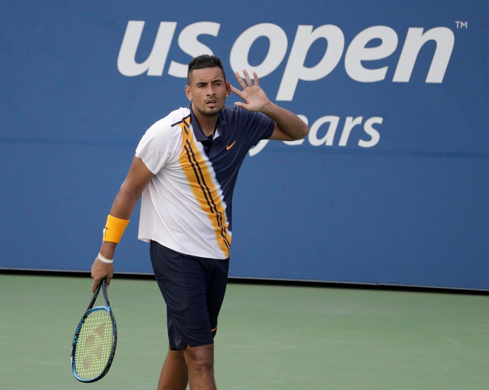  Kyrgios saw off Pierre-Hugues Herbert in the second round after an apparent pep talk from the chair umpire