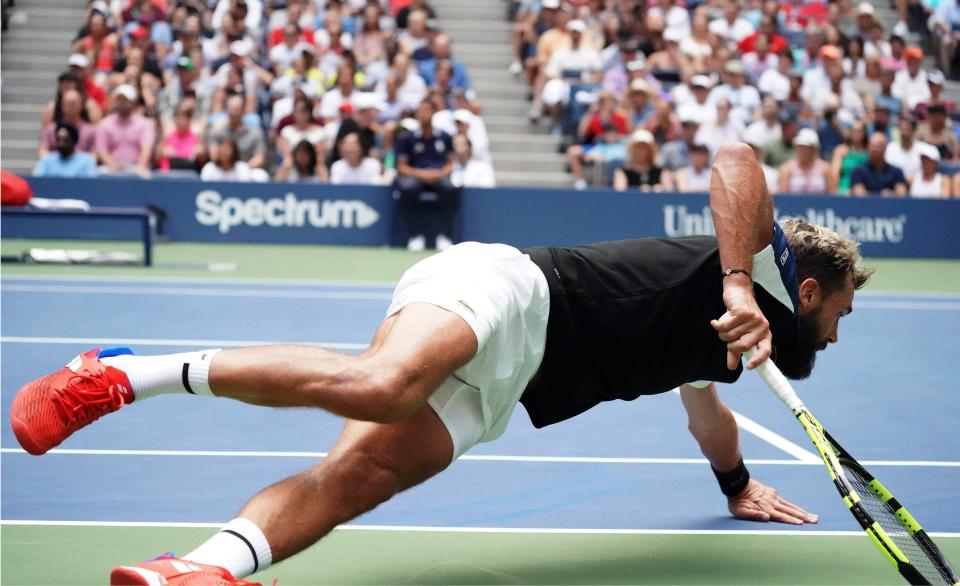  Paire took a tumble as he was dumped out of the US Open, where he reached the fourth round last year