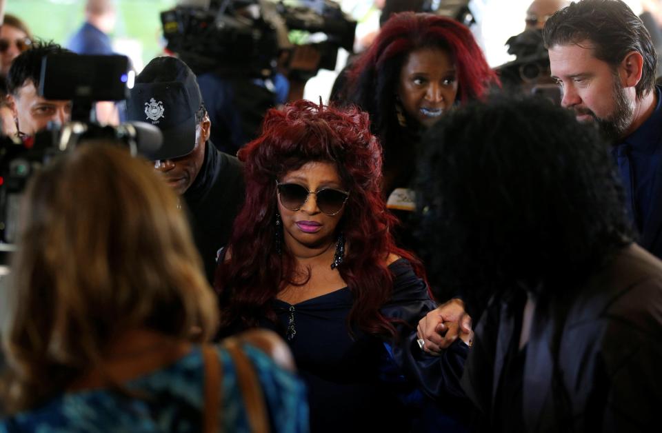  Chaka Khan, singer and good friend of Aretha's , arrives