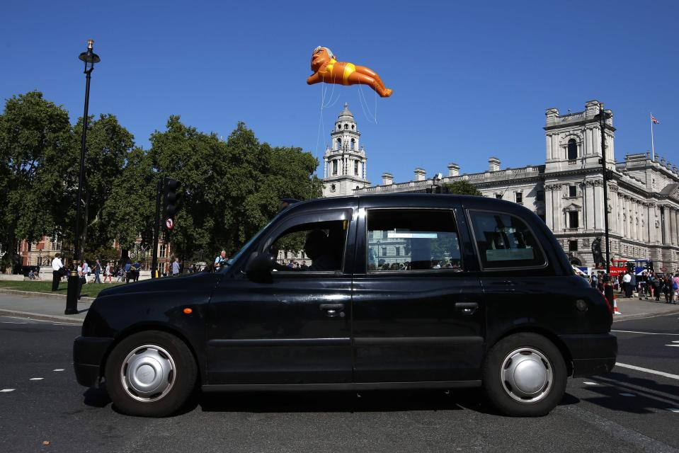  The blimp flew for about two hours above Parliament Square