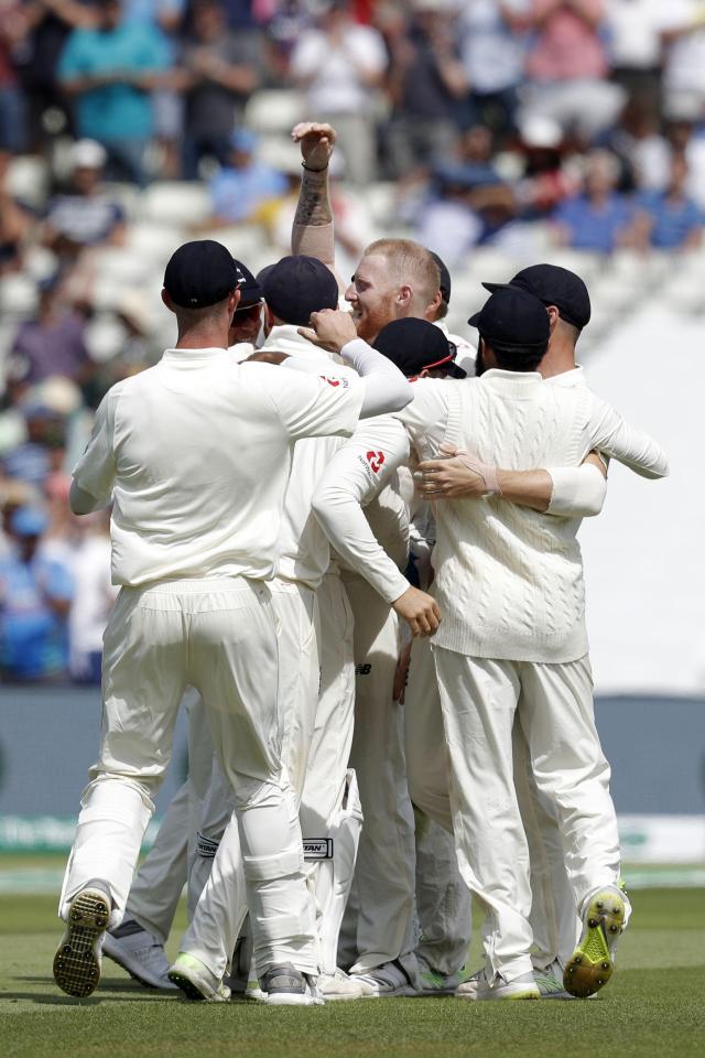 England celebrate victory in their 1,000th Test match