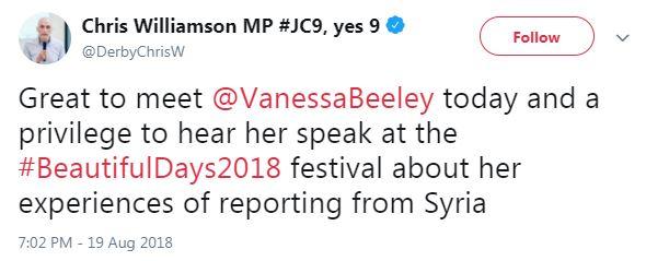  Labour's Chris Williamson has praised conspiracy theorist Vanessa Beeley