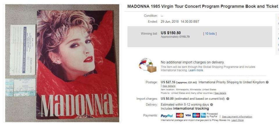  This particular Madonna fan also held on to their original ticket stub