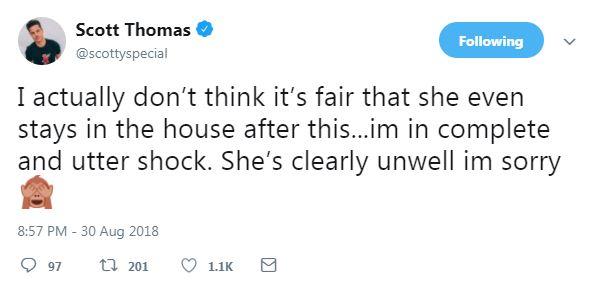  He tweeted again to say Roxanne is 'clearly unwell' and should be removed from the house