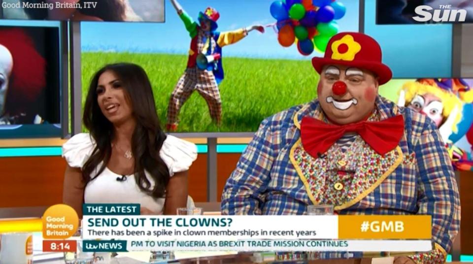  Bibity Bob defended the popularity of clowns against Britain's Got Talent impressionist Francine Lewis who described them as "frightening"