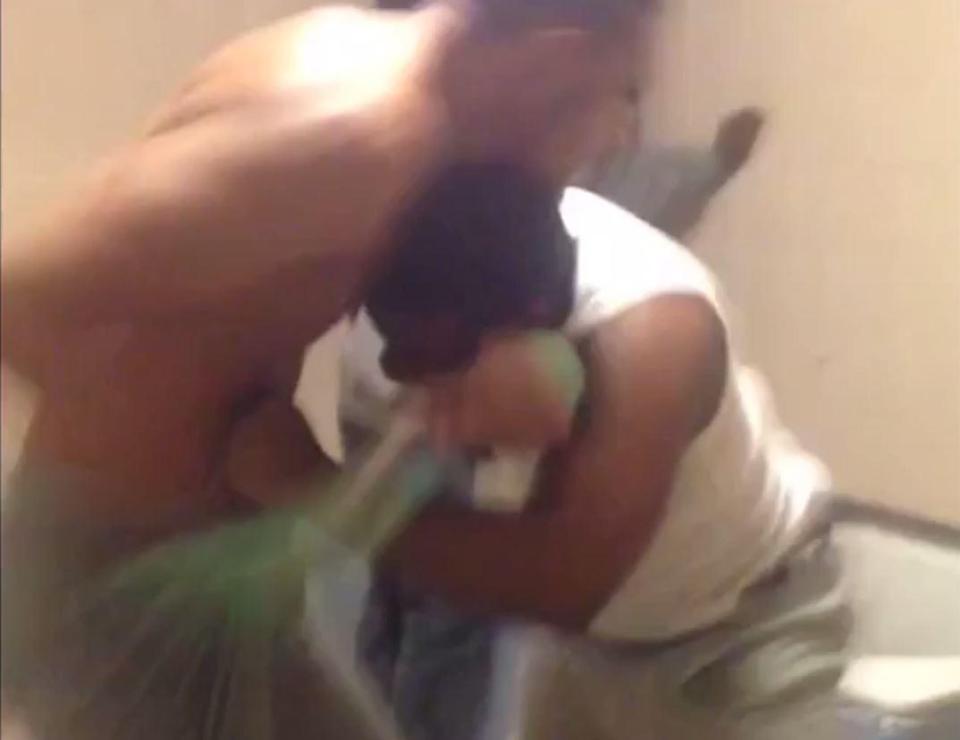  Two prisoners brawl in this brutal footage filmed inside a prison