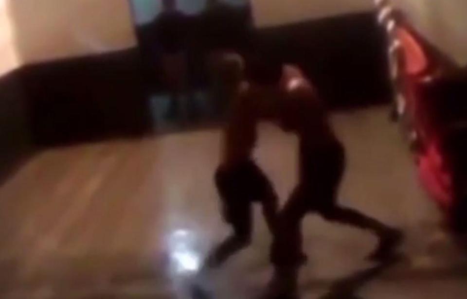  Two prisoners are seen brawling in this fight club video