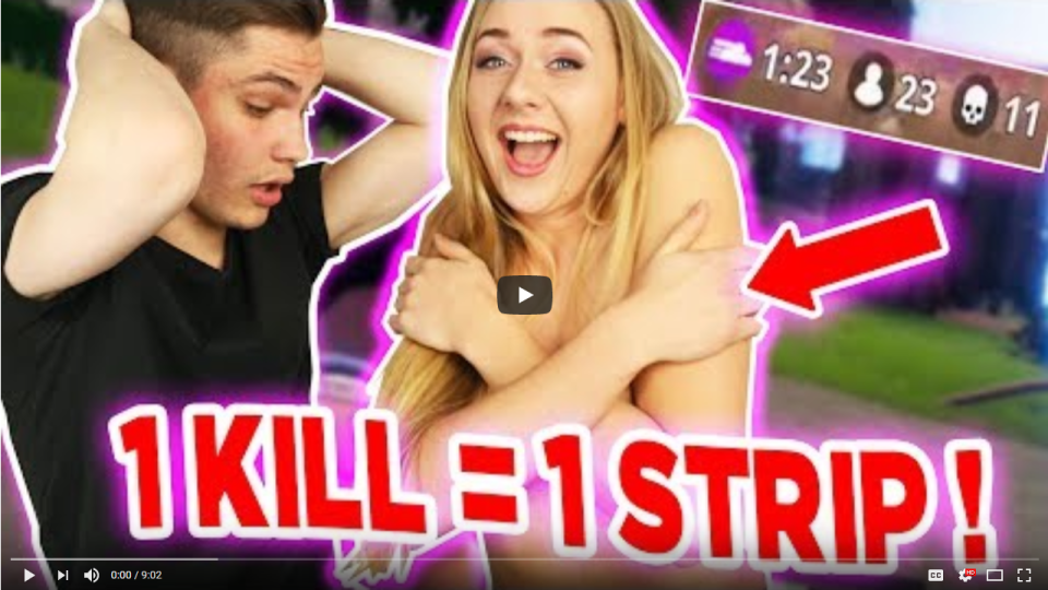  Gamers adopt a "1 kill = 1 strip" rule for their Fortnite strip challenge videos