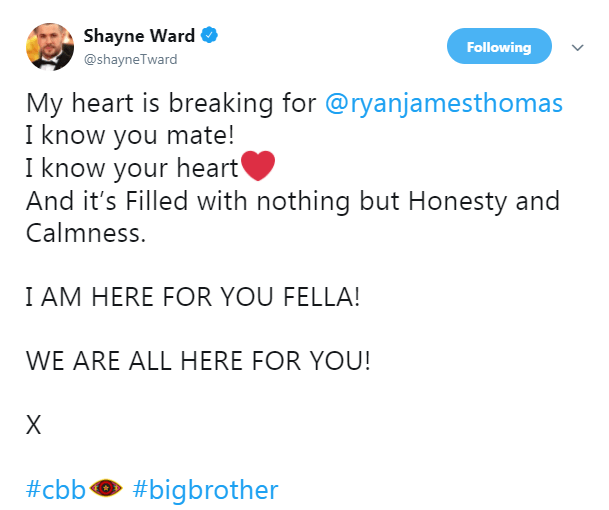 Ryan’s former co-stars had his back