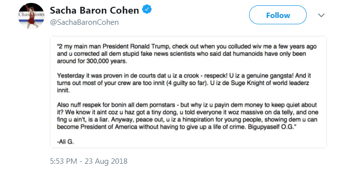 He penned an open letter to Trump where he appeared to mock him over this week’s political scandal involving two of his former aides