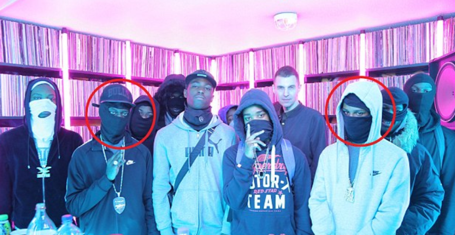  Incognito, circled left, pictured with Tim Westwood and bandmates Moscow17 - which included his friend Rhyhiem Ainsworth Barton, circled right, who was shot dead in May