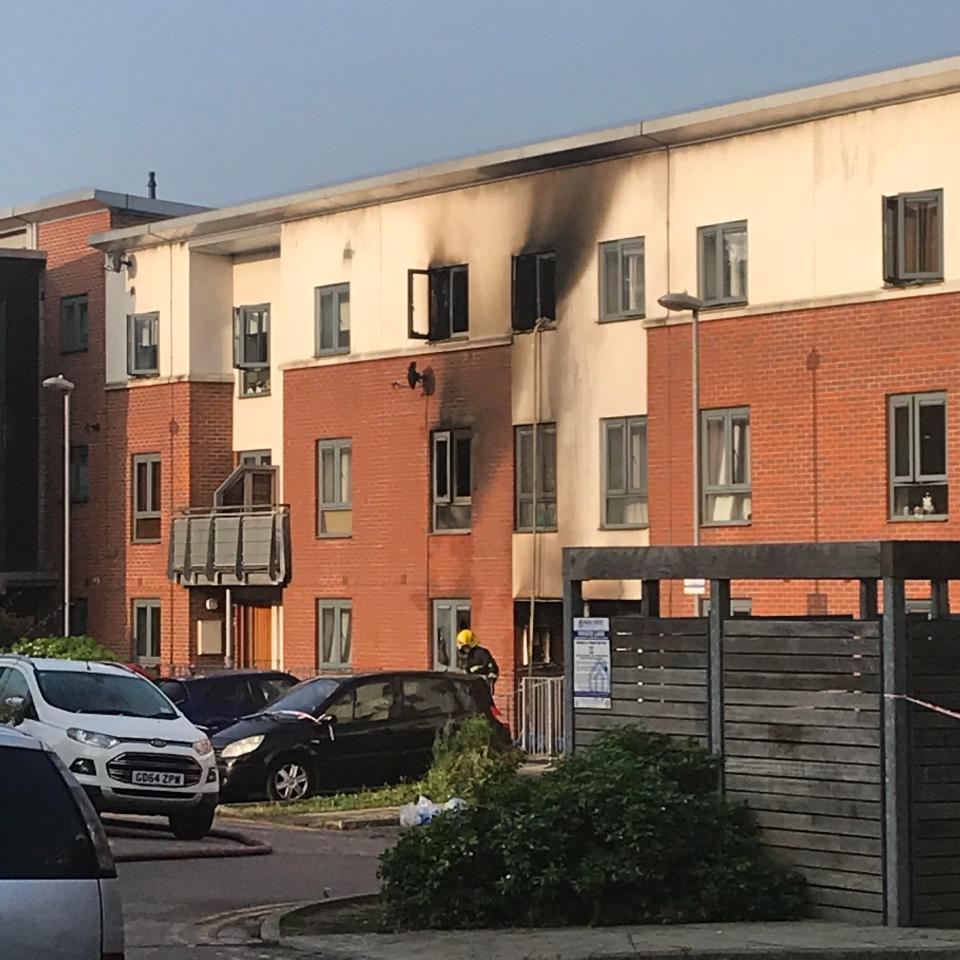  Police have cordoned off Centurian Square in Woolwich after the fatal blaze this morning