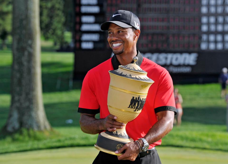  Woods won his last tournament at the Bridgestone Invitational in August 2013