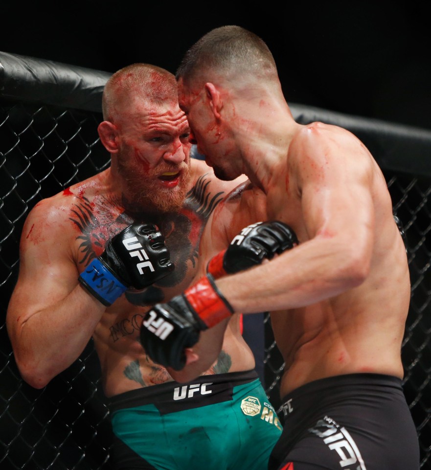 Notorious in action against Nate Diaz in August 2016