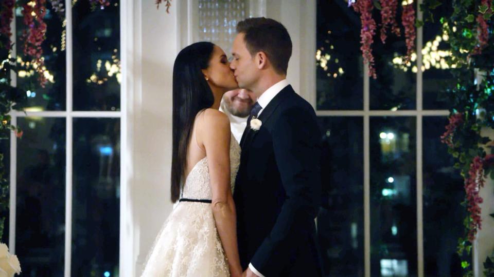  Meghan and her co-star Patrick J Adams were written out of the show following their on-screen wedding at the end of season seven