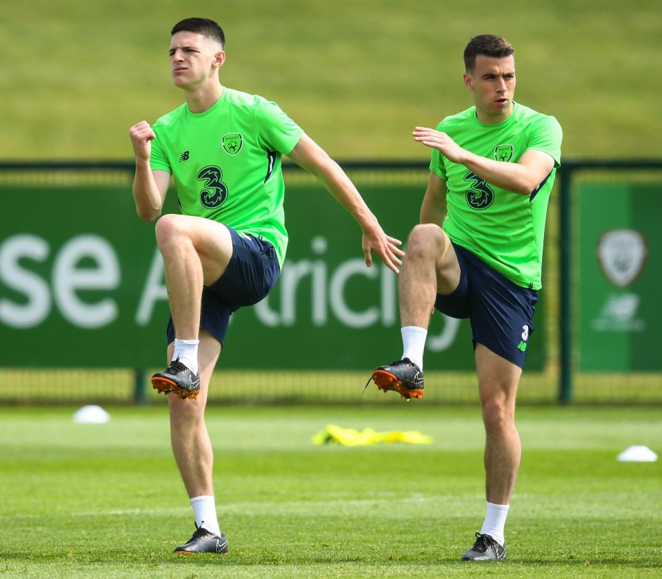  Seamus Coleman, right, has jumped to the defence of Declan Rice, left