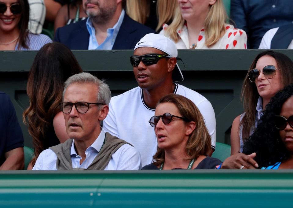  Tiger and Erica watch Serena Williams and Angelique Kerber at Wimbledon last year