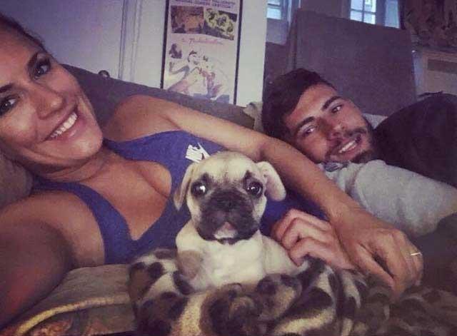  Caroline Flack with her French Bulldog and her on-off boyfriend Andrew Brady