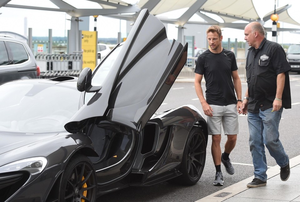 Button with his P1 outside Heathrow Airport in August 2018