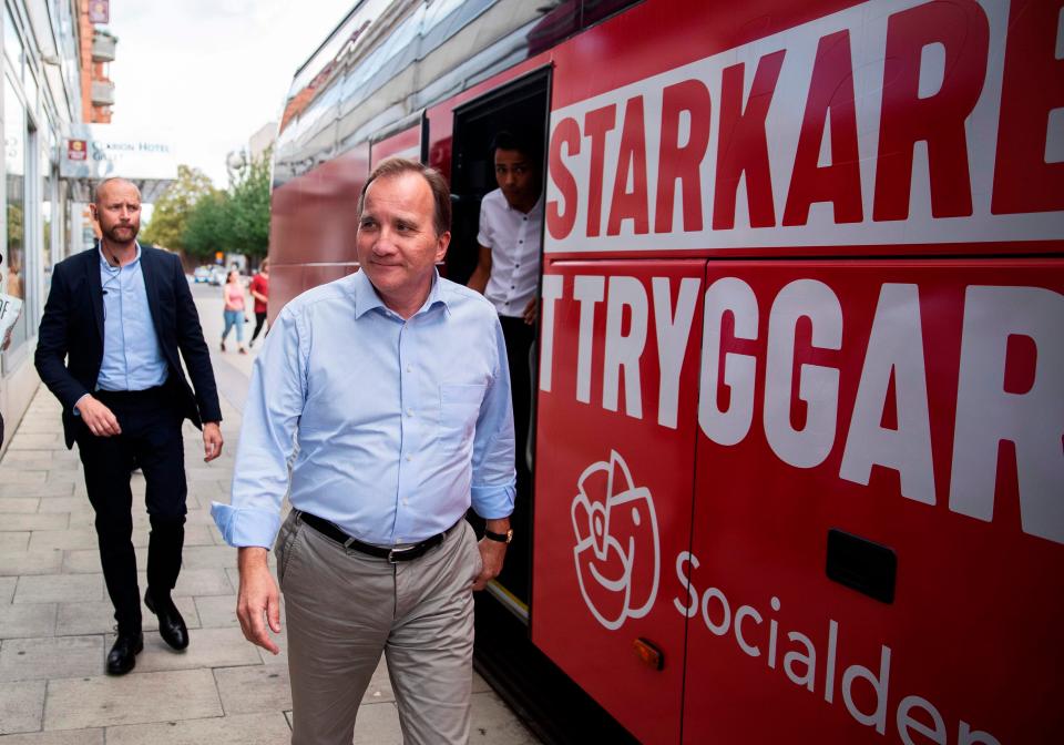  The leader of the Social Democrats Stefan Lofven on the campaign trail