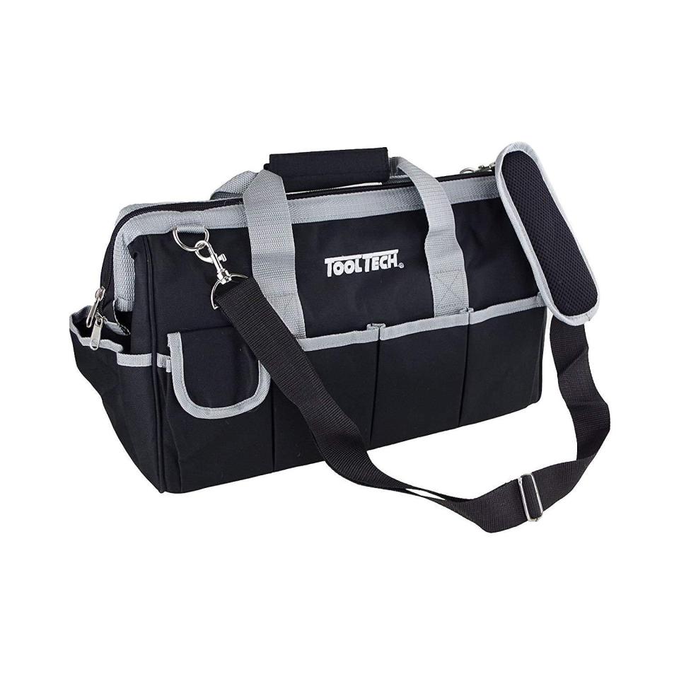  The only bag we could find that fits the exact dimensions is the tool bag from Tool Tech which has a shoulder strap and plenty of pockets