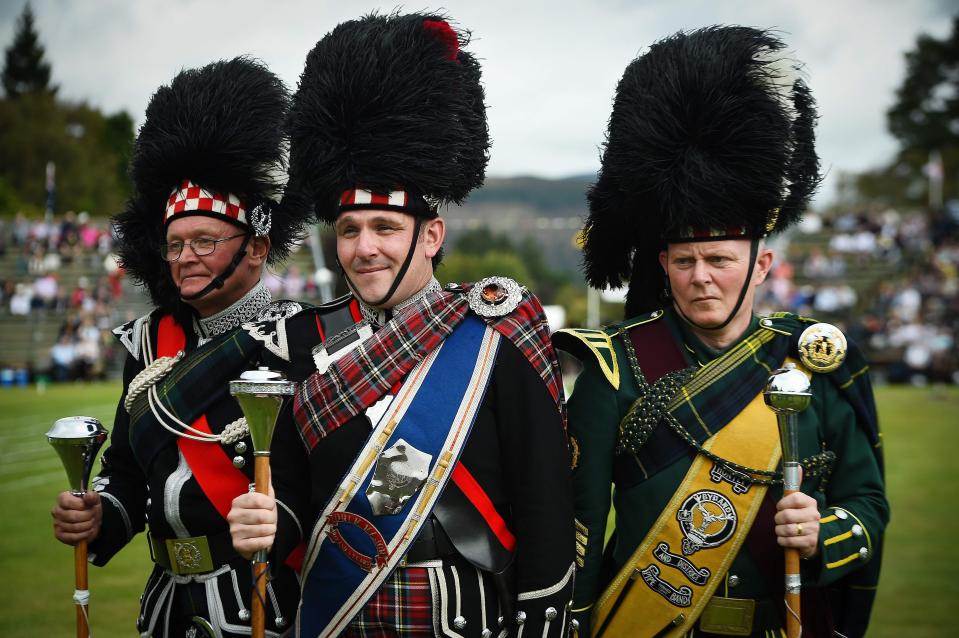  Massed Pipe Band members parade at the annual event