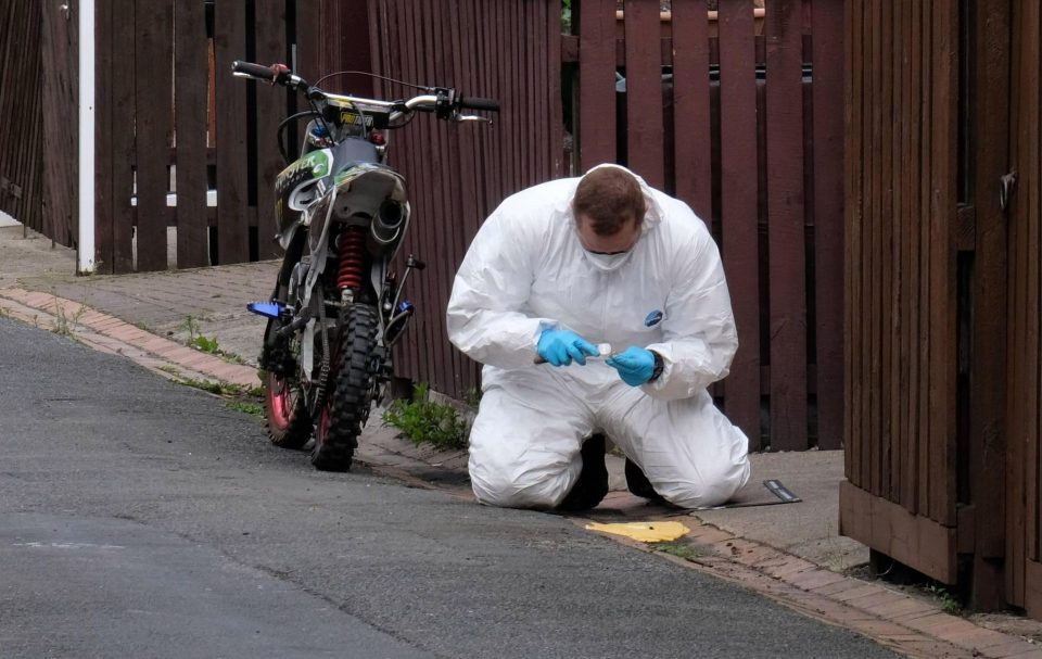  As police inspect the scene, a 25-year-old woman is also being held on suspicion of assisting the offender