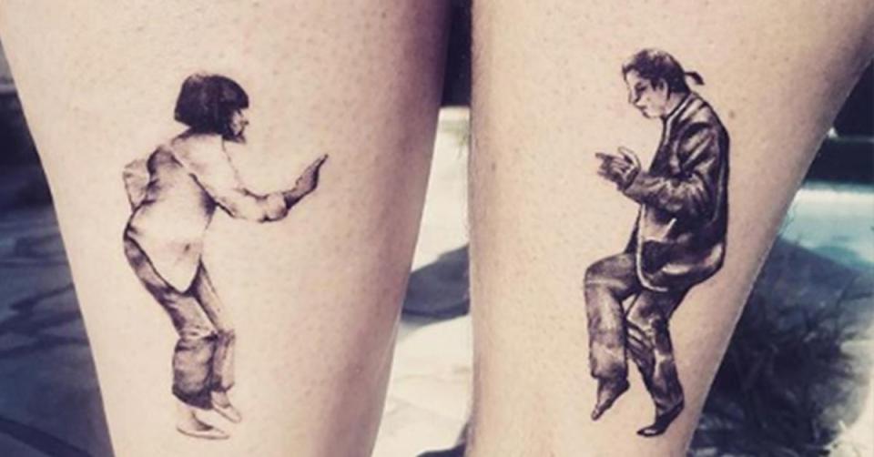  These tattoos are having a dance-off - inspired by John Travolta and Uma Thurman's scene in Pulp Fiction