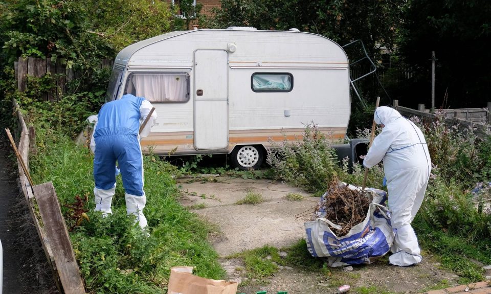  Forensic officers search the scene in Sacriston, County Durham, where a man died last night