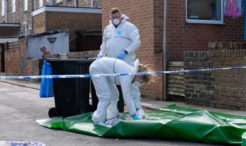  Forensic officers at the scene on Gregson Street in County Durham