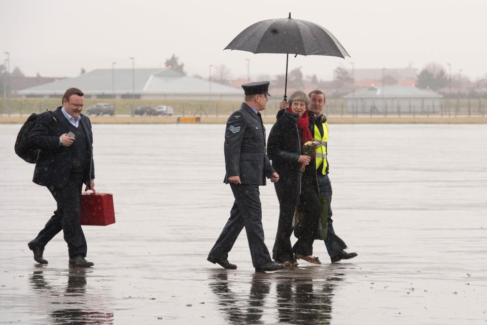  Theresa May at RAF Northolt, home base of 32 (The Royal) Squadron which provides air transportation for the Prime Minister