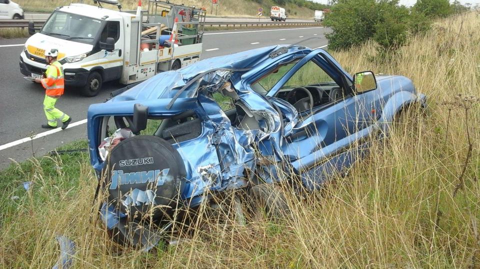  Ashley Falvey's mum's car was completely destroyed in the accident just moments after the family fled the vehicle