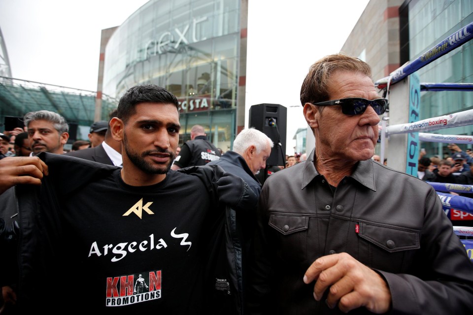 Joe Goossen, left, has been Amir Khan’s trainer since March 2018