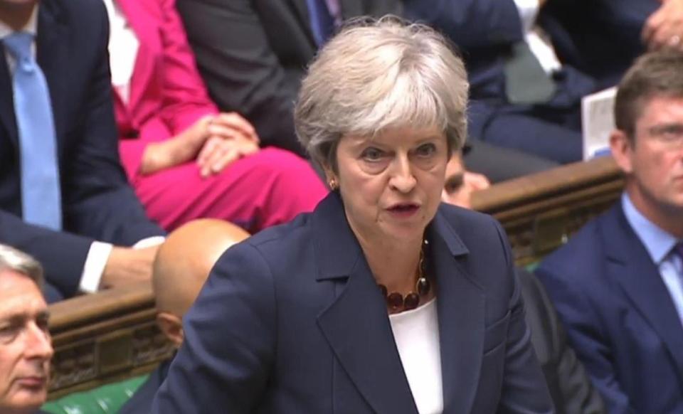  Theresa May speaking in the House of Commons this afternoon