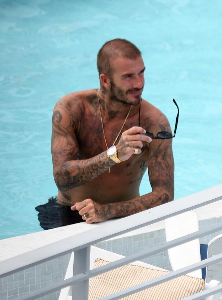  Beckham looked laid back this week despite this thinning hair