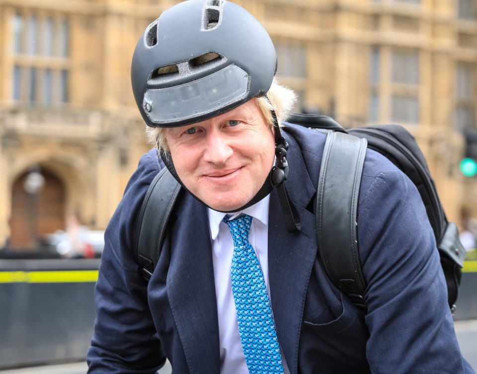  Boris cycling around Westminster yesterday