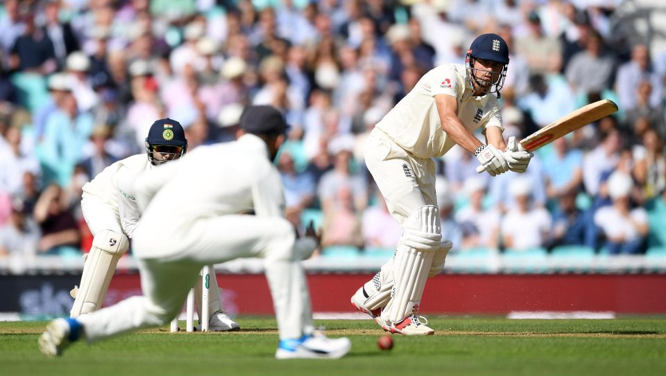 Alastair Cook hits out as he bats confidently through the first two sessions of his final Test