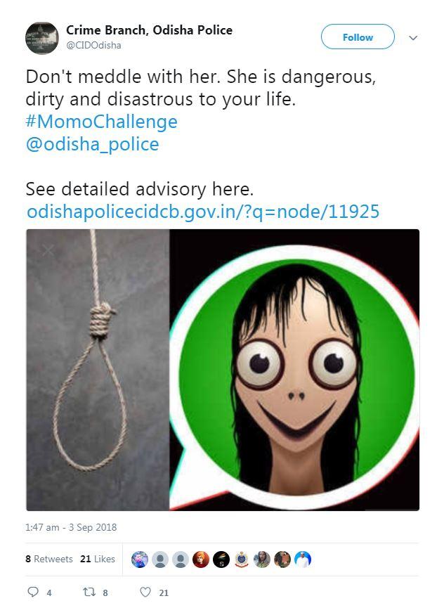 Indian police have alerted people to the dangers of the online craze