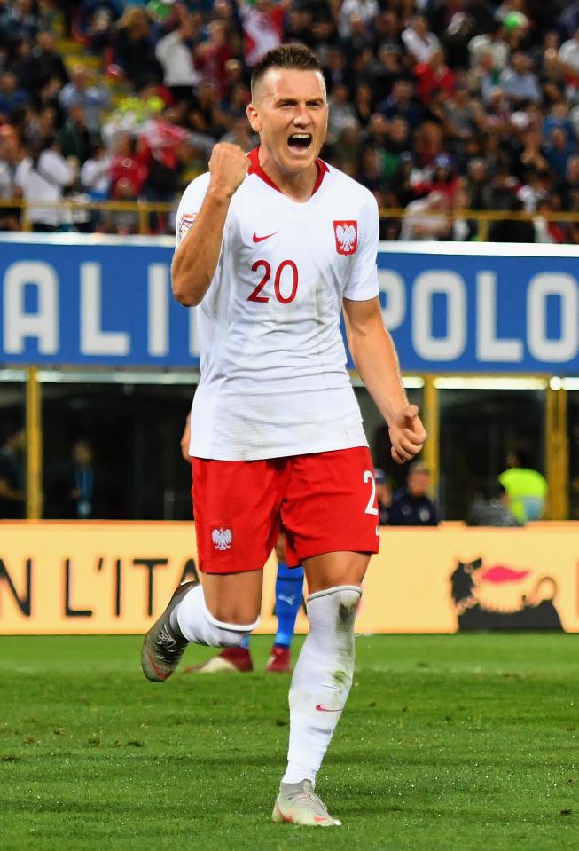  Piotr Zielinski salutes his breakthrough goal for Poland, the type of volley that would have graced the World Cup in Russia