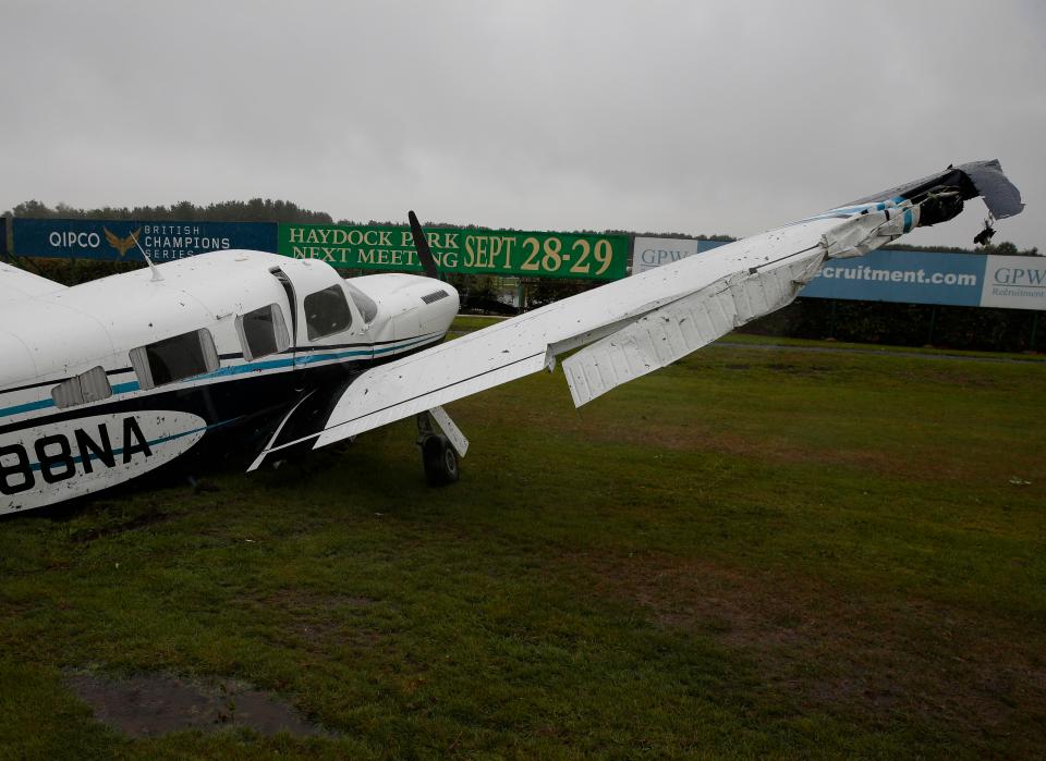  The parked plane sustained heavy damage in the crash