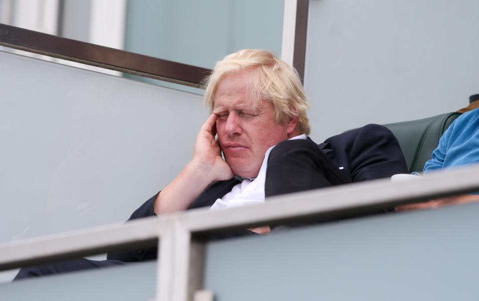  Boris was snapped having a cheeky snooze during the England vs India cricket match