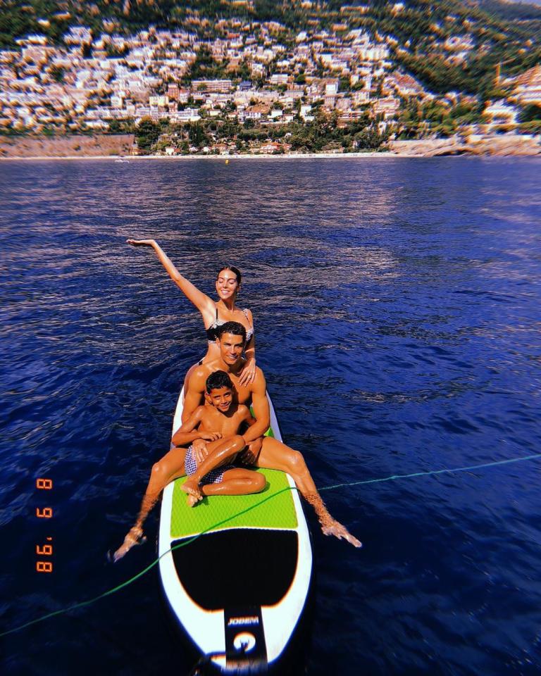  Ronaldo with his girlfriend Georgina Rodriguez and son Ronaldo Jr