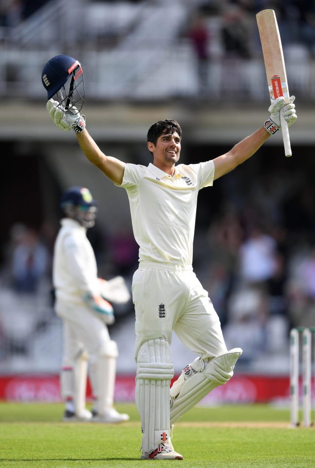  The legendary batsman celebrates his historic 100 at the Oval