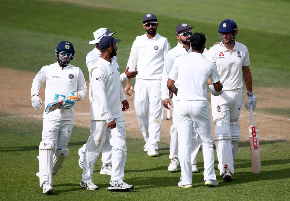  Cook was congratulated by every fielding Indian player after he was caught behind following a brilliant innings